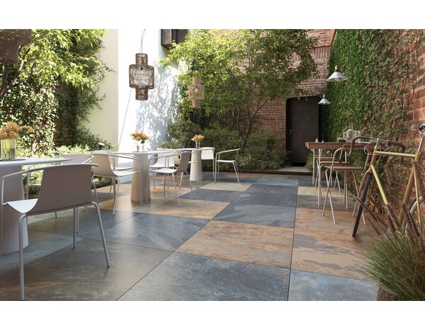 Dalle en grès cérame émaillé rusty Peacock 60 x 60 cm ép. 20 mm - Brico Dépôt