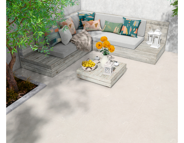 Dalle en grès cérame émaillé cream Royalstone 79,5 x 79,5 cm ép. 20 mm - Brico Dépôt