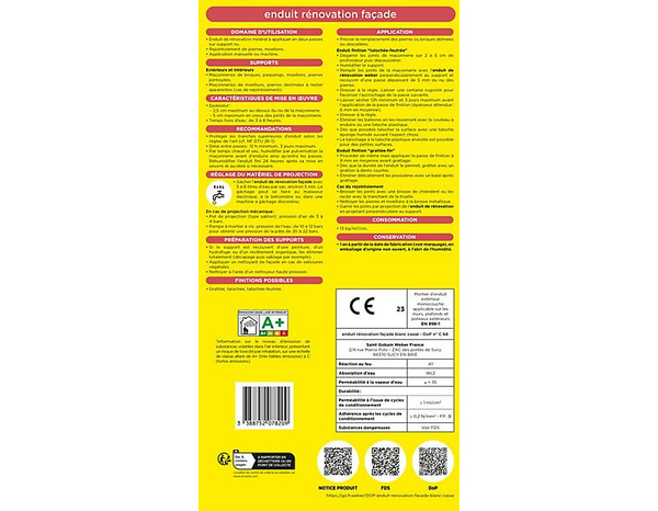 Enduit de rénovation façade blanc cassé 25 kg - Weber - Brico Dépôt