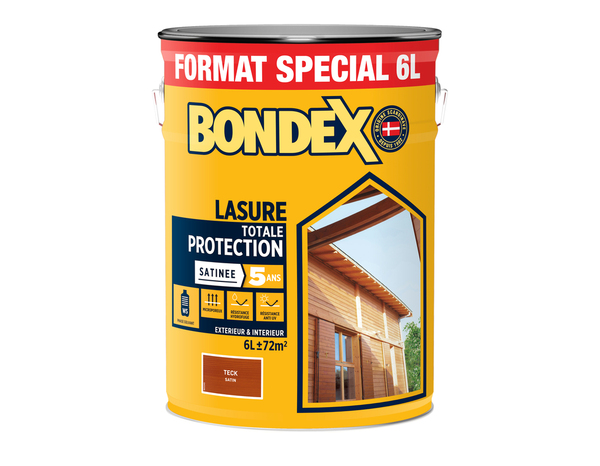 Lasure bois extérieur teck satin hydrofuge 6 L - Bondex - Brico Dépôt