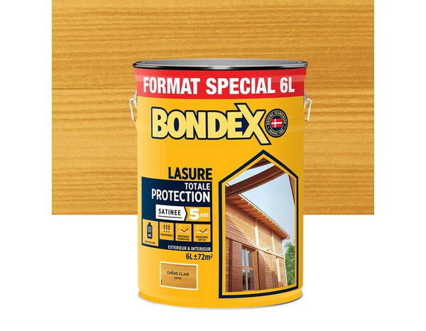 Lasure bois extérieur chêne clair satin hydrofuge 6 L - Bondex - Brico Dépôt