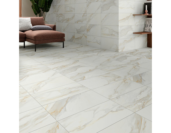 Carrelage grès cérame émaillé blanc effet marbre mat 30 x 60 cm - Brico Dépôt