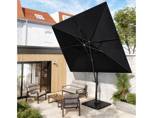 Parasol déporté rectangulaire gris foncé inclinable 4 x 3 m - Brico Dépôt