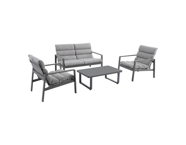 Salon de jardin 4 places acier gris TILIO - Marque BLOOMA - Brico Dépôt