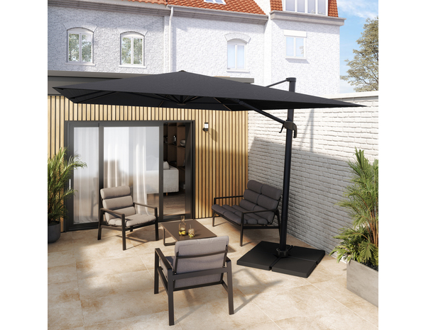 Parasol déporté rectangulaire gris foncé inclinable 4 x 3 m - Brico Dépôt