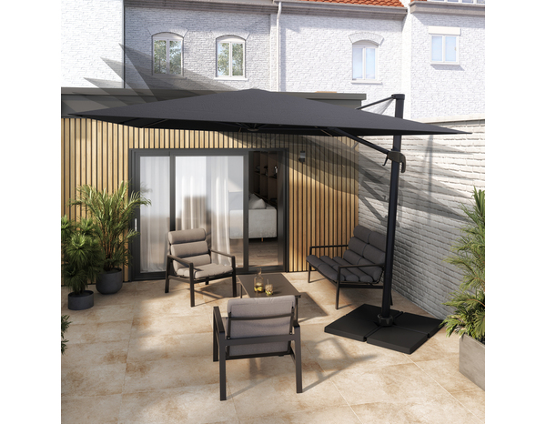 Parasol déporté rectangulaire gris foncé inclinable 4 x 3 m - Brico Dépôt