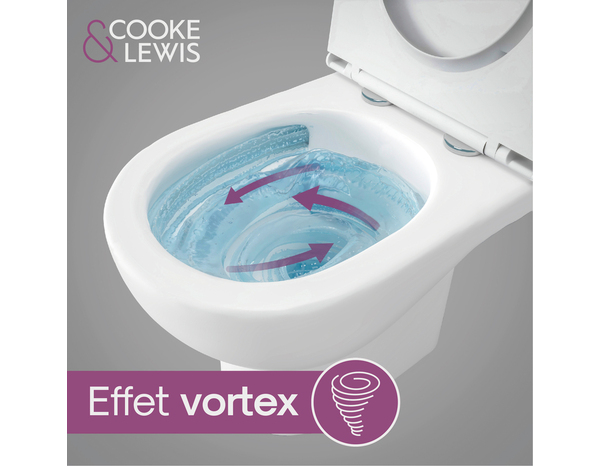 Cuvette WC suspendue céramique carénée sans rebord et vortex CALICIA 35 x 36 x 53 cm - Cooke and Lewis - Brico Dépôt