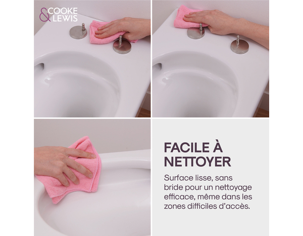 Cuvette WC suspendue céramique carénée sans rebord et vortex CALICIA 35 x 36 x 53 cm - Cooke and Lewis - Brico Dépôt