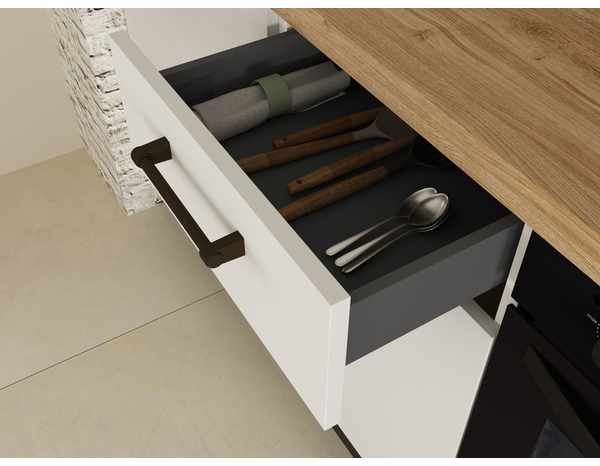 Cuisine équipée blanc brillant électroménager inclus LUNA 270 cm - Brico Dépôt