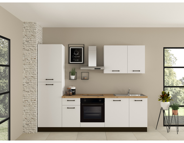 Cuisine équipée blanc brillant électroménager inclus LUNA 270 cm - Brico Dépôt