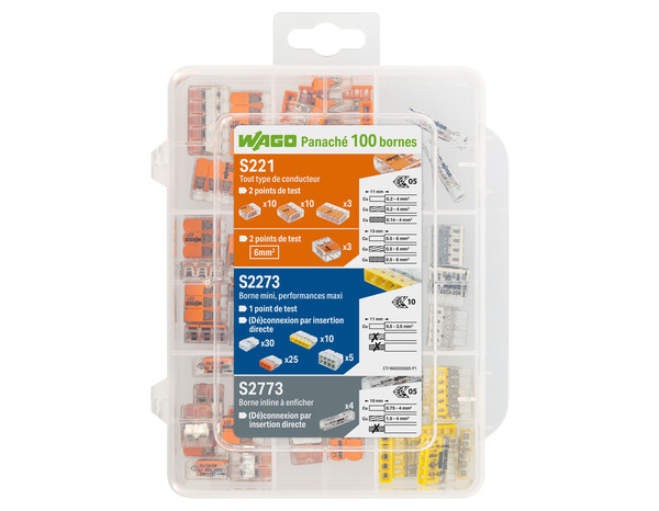 Valisette 100 bornes de connexion rapide mixte S221 S2273 - WAGO - Brico Dépôt