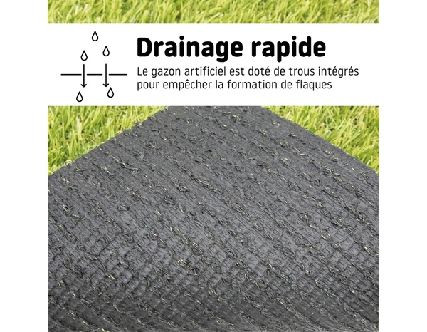 Gazon artificiel vert fibres 25 mm drainage rapide 1 x 4 m - Brico Dépôt