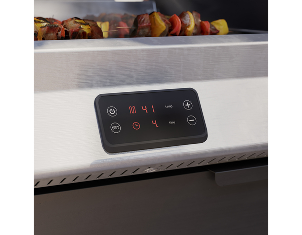 Barbecue électrique noir sur chariot avec écran numérique et couvercle - Brico Dépôt