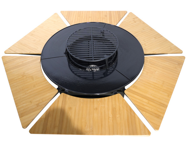 Barbecue table plancha acier bambou pour 6 personnes - Brico Dépôt