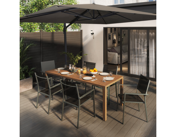 Table de jardin aluminium effet bois rectangulaire OLIVARA 201 x 90 cm - Blooma - Brico Dépôt