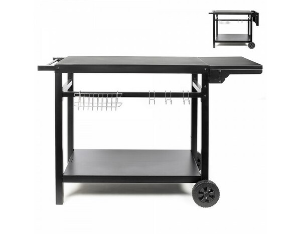 Desserte plancha metal noir avec tablette rabattable pour 2 a 4 bruleurs - Brico Dépôt