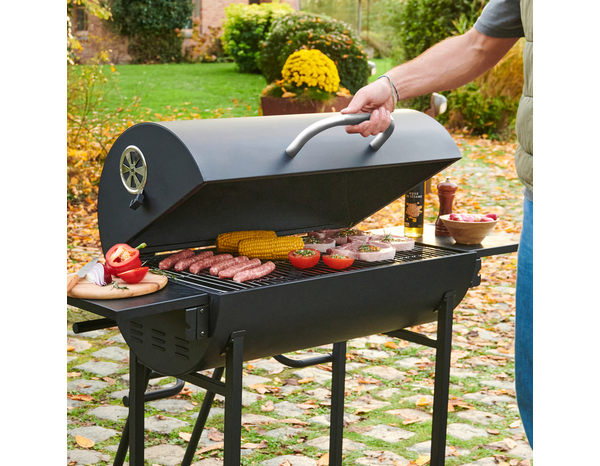 Barbecue charbon double cuisson avec couvercle et roues STOCKTON - Brico Dépôt