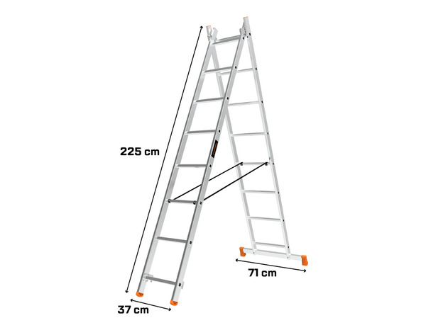 Échelle transformable aluminium 2 x 8 barreaux 3 positions H. 3.4 m - MAGNUSSON - Brico Dépôt