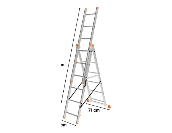 Échelle transformable aluminium 3 x 6 barreaux 4 positions H. 3,67 m - MAGNUSSON - Brico Dépôt