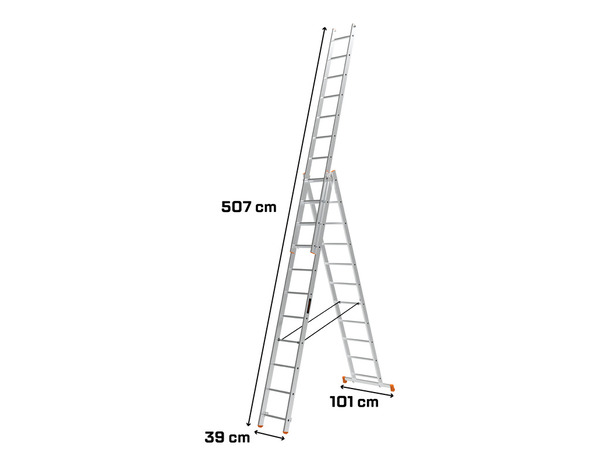 Échelle transformable aluminium 3 x 11 barreaux 4 positions H. 6.49 m - MAGNUSSON - Brico Dépôt