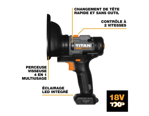 Outil multifonction 4 en 1 sans fil 18 V avec têtes interchangeables - Titan - Brico Dépôt