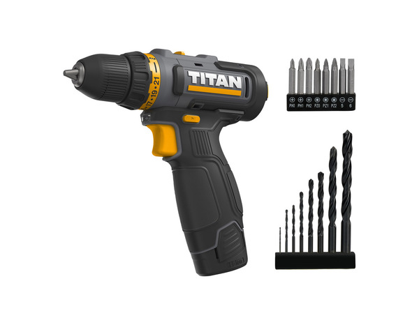 Perceuse visseuse sans fil 12 V mandrin 10 mm couple 30 Nm - Titan - Brico Dépôt