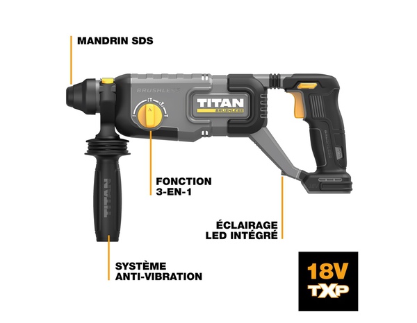 Marteau perforateur sans fil 18 V SDS+ - Titan - Brico Dépôt