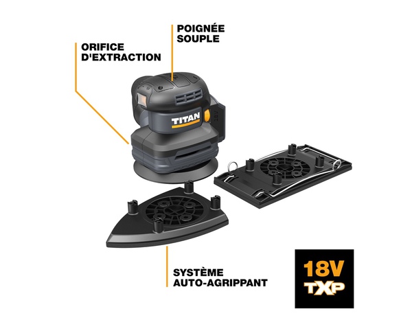 Ponceuse multifonction sans fil 18 V 3-en-1 vitesse variable 6 vitesses - Titan - Brico Dépôt