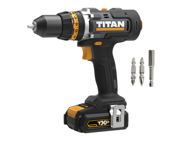 Perceuse visseuse à percussion sans fil 18 V 2 vitesses batterie 2 Ah - Titan - Brico Dépôt