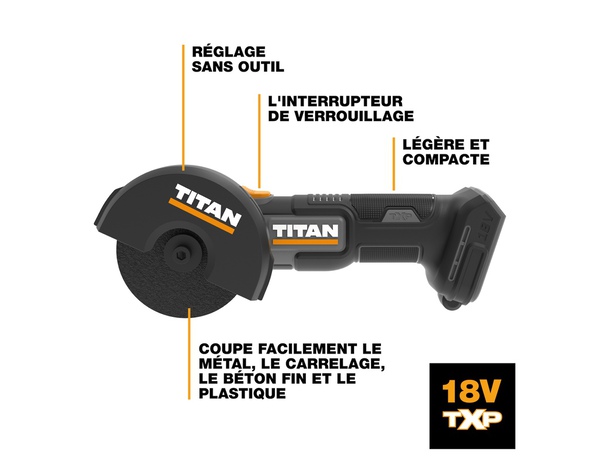 Mini scie circulaire sans fil 18 V lame 76 mm profondeur de coupe 13 mm - Titan - Brico Dépôt