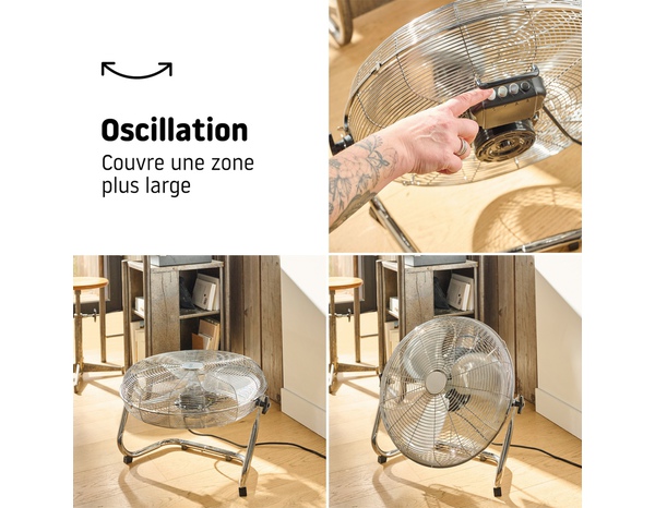 Ventilateur 120 W avec 3 vitesses inclinable diamètre 45 cm - Brico Dépôt