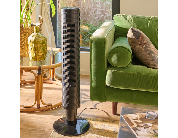 Ventilateur colonne 45 W avec 3 vitesses oscillant 65° et minuterie 4 h - Brico Dépôt