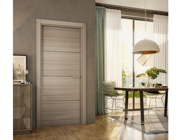 Bloc porte MDF effet chêne grisé poussant gauche 204 x 73 cm ép. 35 mm - GEOM - Brico Dépôt