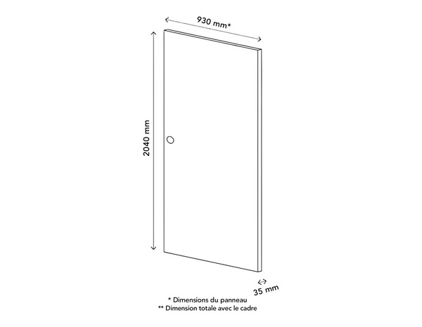 Porte coulissante MDF blanc mat 204 x 93 cm ép. 35 mm - GEOM - Brico Dépôt
