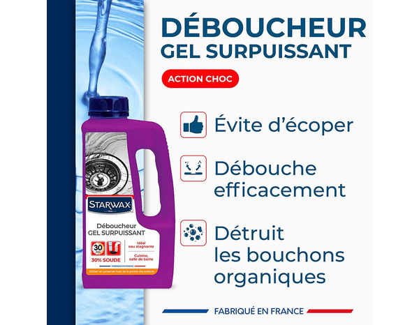 Déboucheur gel surpuissant STARWAX 1L pour canalisations eau stagnante - STARWAX - Brico Dépôt
