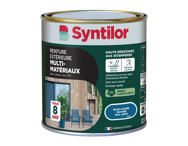 Peinture extérieure multisupport bleu capri satin 0,5 L - Syntilor - Brico Dépôt