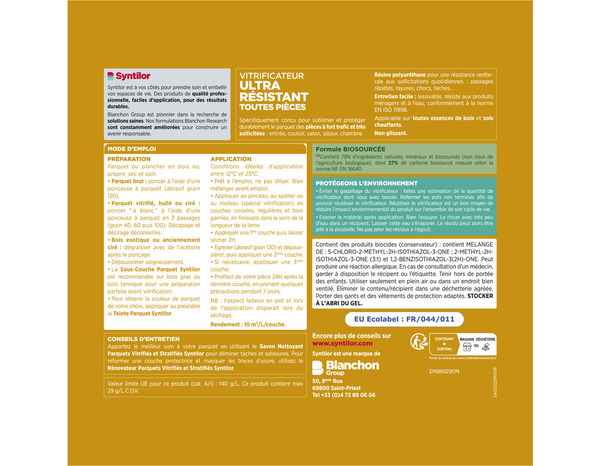 Vitrificateur parquet chêne clair satin ultra résistant 5 L - Syntilor - Brico Dépôt
