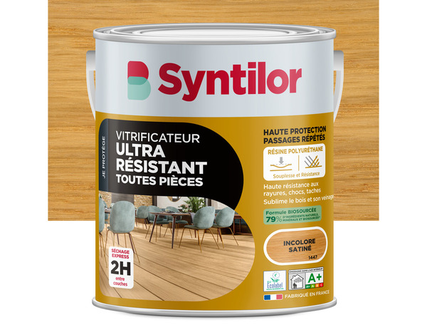 Vitrificateur parquet ultra résistant incolore satin 5 L - Syntilor - Brico Dépôt