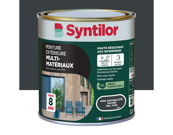 Peinture extérieure multisupport gris anthracite satin haute résistance 0,5 L - Syntilor - Brico Dépôt