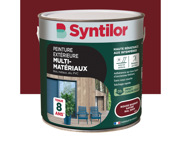 Peinture extérieure multisupport rouge basque satin 0,5 L - Syntilor - Brico Dépôt