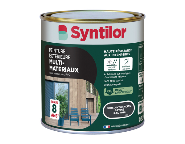 Peinture extérieure multisupport gris anthracite satin haute résistance 0,5 L - Syntilor - Brico Dépôt
