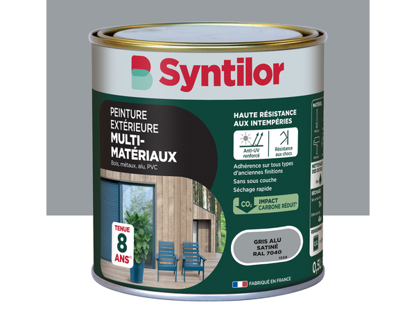 Peinture extérieure multisupport gris alu satin 0,5 L - Syntilor - Brico Dépôt