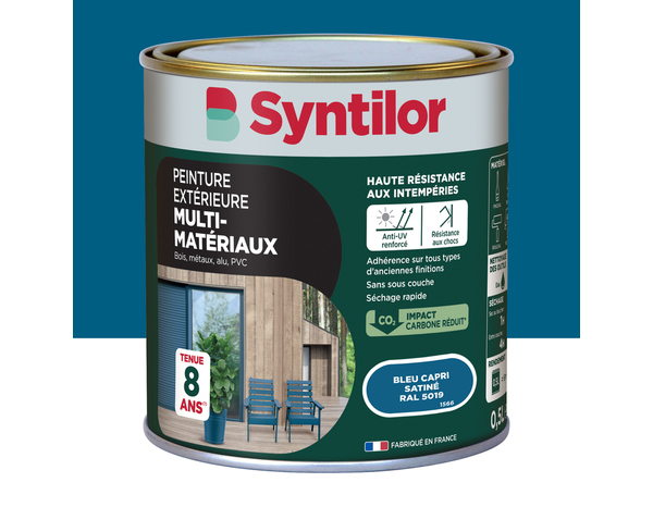 Peinture extérieure multisupport bleu capri satin 0,5 L - Syntilor - Brico Dépôt