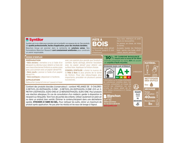 Pâte à bois naturel 50 g - Syntilor - Brico Dépôt