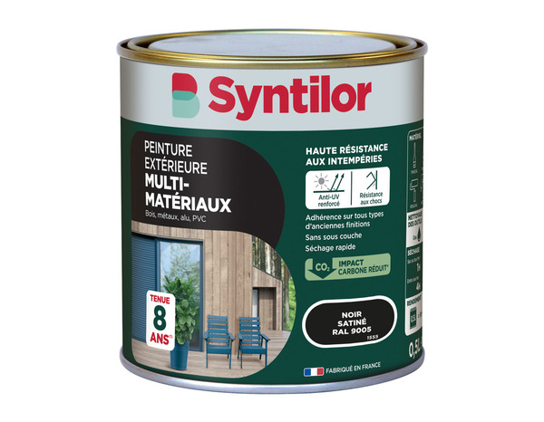 Peinture extérieure multisupport noir satin 0,5 L - Syntilor - Brico Dépôt