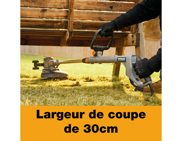 Coupe-bordures électrique filaire 600 W largeur de coupe 30 cm manche télescopique - Titan - Brico Dépôt