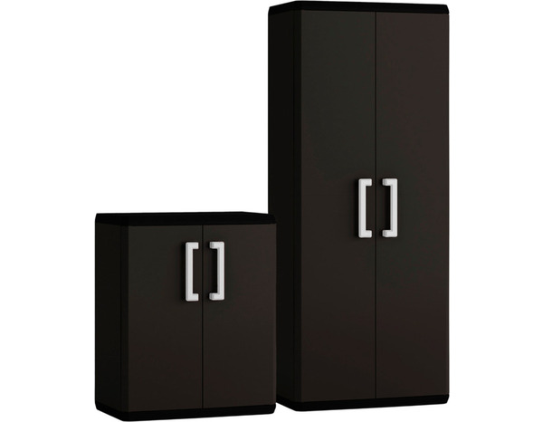 Lot de 2 armoires de rangement polypropylène cadenassables L. 68 x P. 39 x H. 166 / 83 cm - Keter - Brico Dépôt