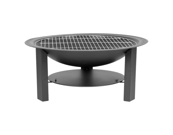 Brasero fonte et acier rond diamètre 62 cm avec grille cuisson et couvercle - Brico Dépôt