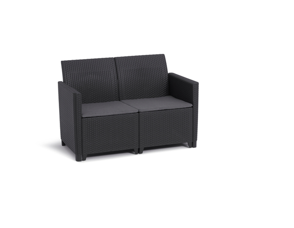 Salon de jardin 4 places résine imitation rotin noir MARIE - Keter - Brico Dépôt