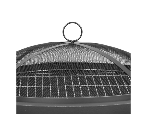 Brasero fonte et acier rond diamètre 62 cm avec grille cuisson et couvercle - Brico Dépôt
